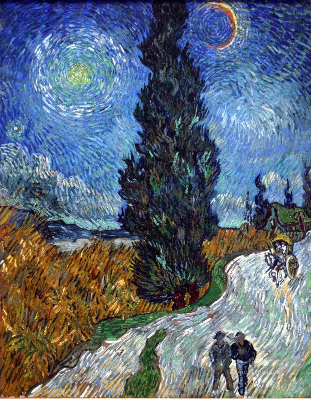 Camino con cipreses 3 Vincent van Gogh Pintura al óleo